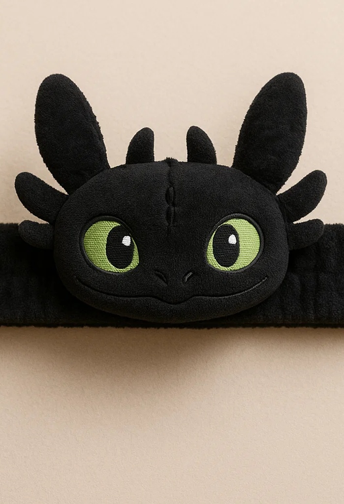 Toothless Dragon Baby Headband – Soft Black Plush Hairband for Infants